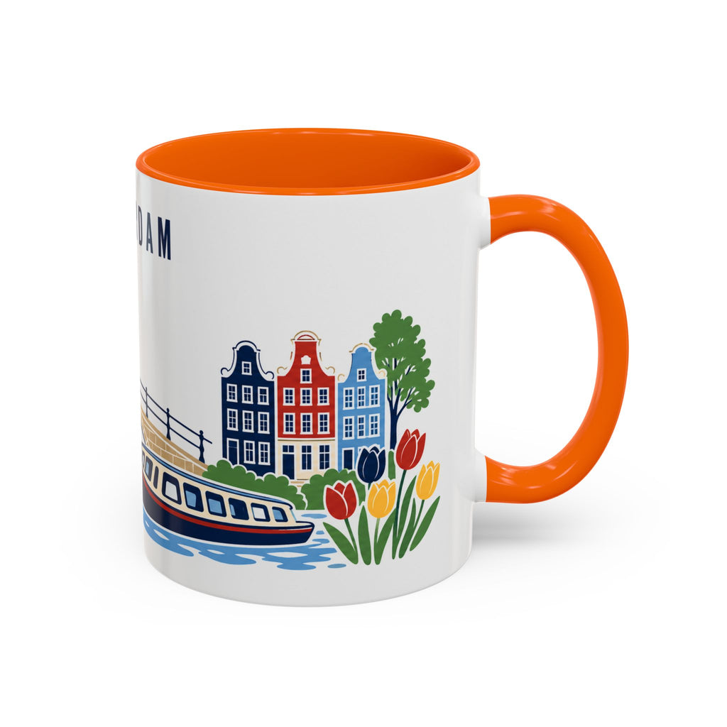 Amsterdam Coffee Mug | Netherlands Travel Souvenir | Porcelain Decal City Gift | 11oz 15oz Accent Mug