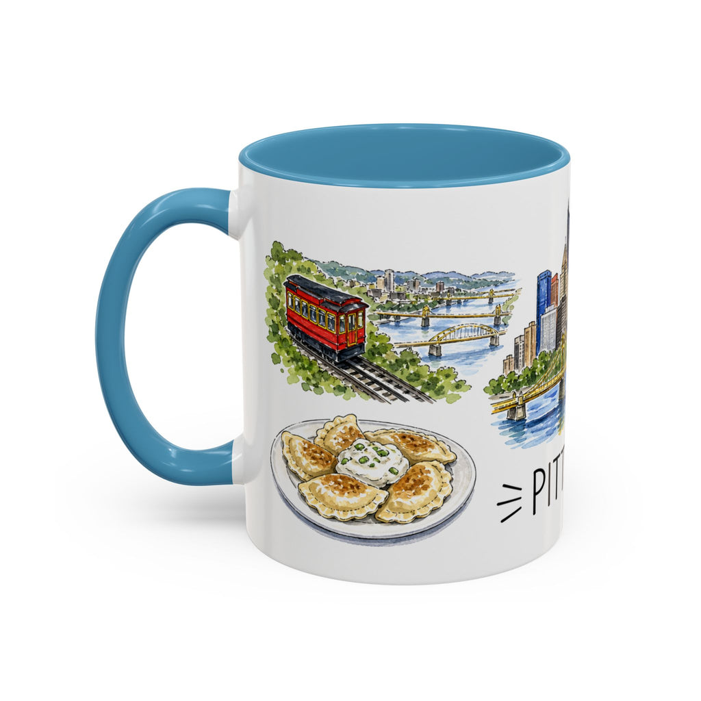 Pittsburgh Illustrated Travel Mug | City Souvenir Accent Coffee Mug | 11oz 15oz Ceramic Cup