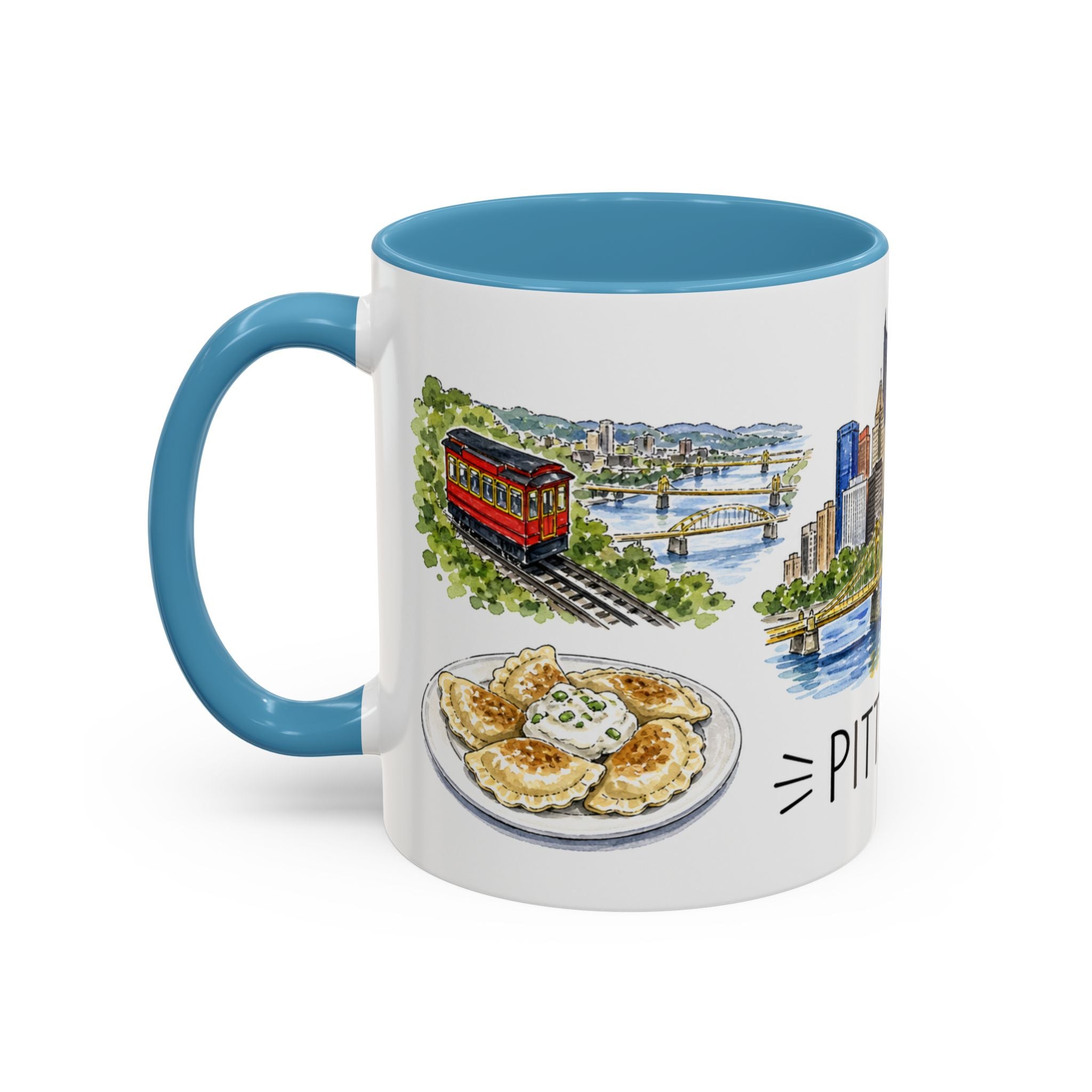Pittsburgh Illustrated Travel Mug | City Souvenir Accent Coffee Mug | 11oz 15oz Ceramic Cup