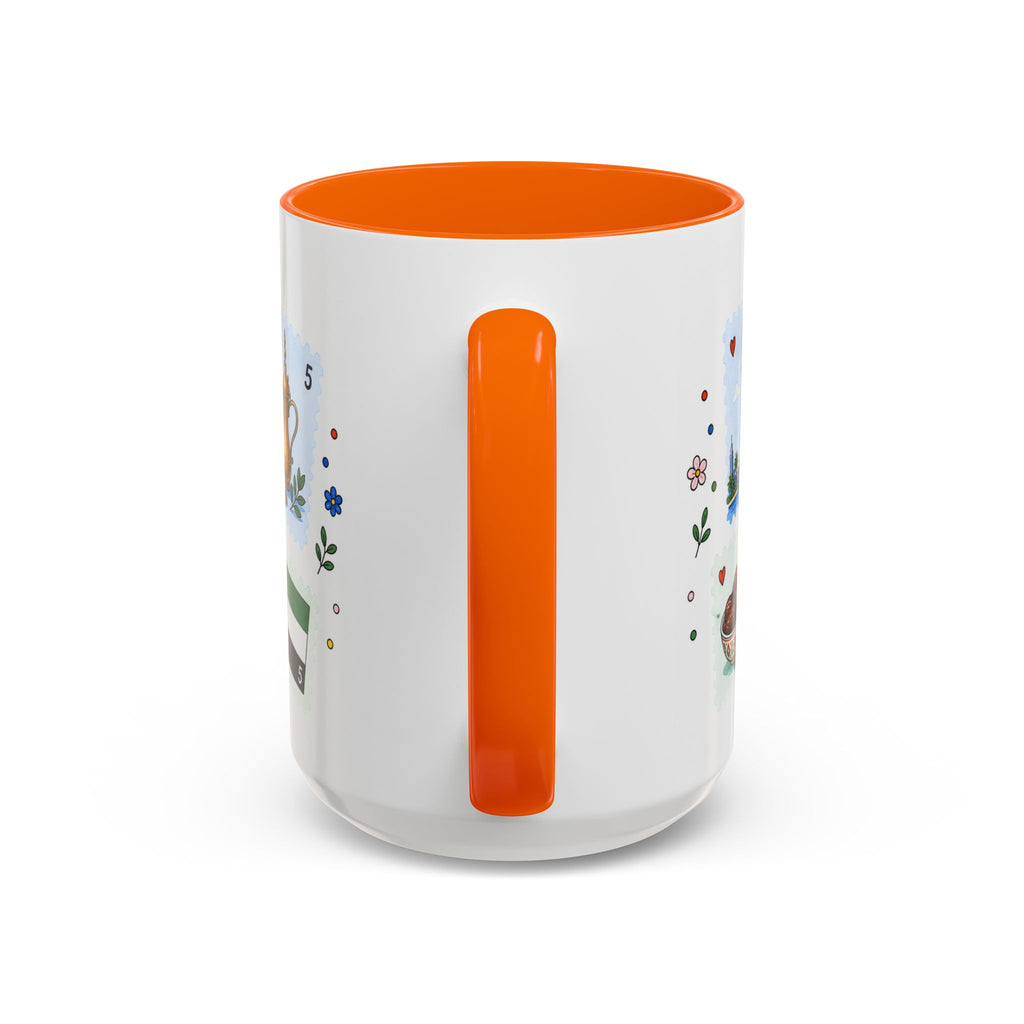 Dubai Coffee Mug | Postage Stamp Collage Mug | Travel Souvenir Accent Cup 11oz 15oz