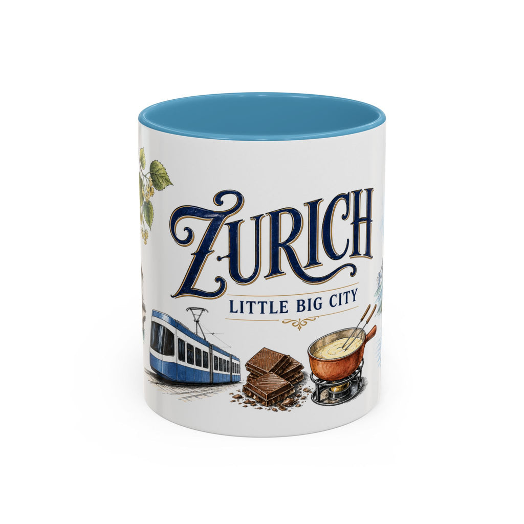Zurich Coffee Mug | Switzerland Travel Souvenir | Vintage Illustrated City Gift | 11 oz 15 oz Accent Mug