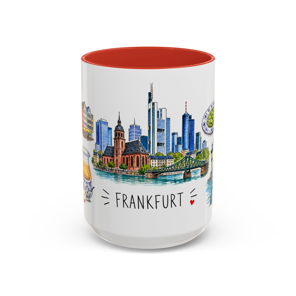 Frankfurt Illustrated Travel Mug | City Souvenir Accent Coffee Mug | 11oz 15oz Ceramic Cup