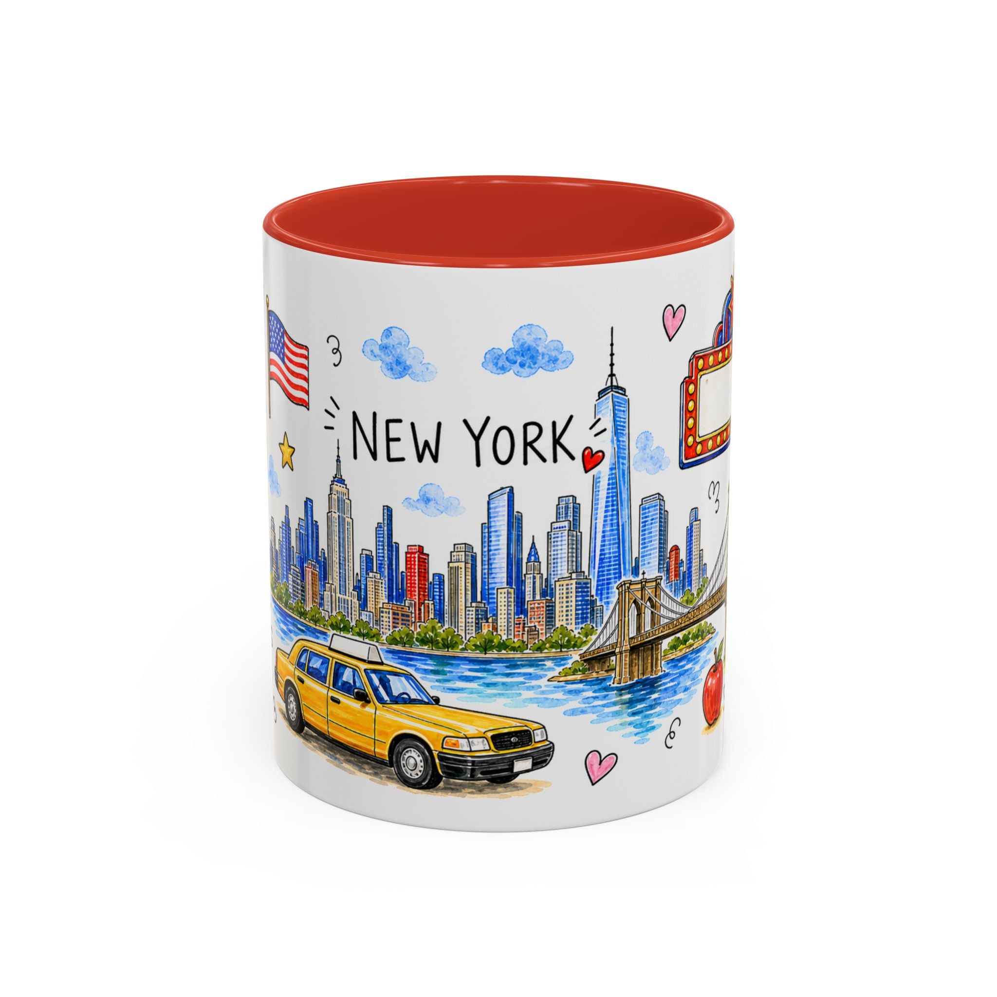 New York City Illustrated Travel Mug | City Souvenir Accent Coffee Mug | 11oz 15oz Ceramic Cup