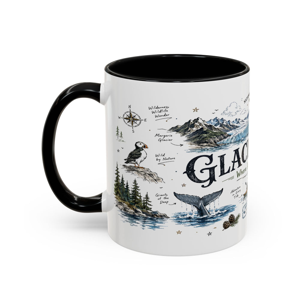 Glacier Bay National Park Coffee Mug | Alaska Wilderness Kayaking Gift | Accent Color Ceramic 11oz 15oz