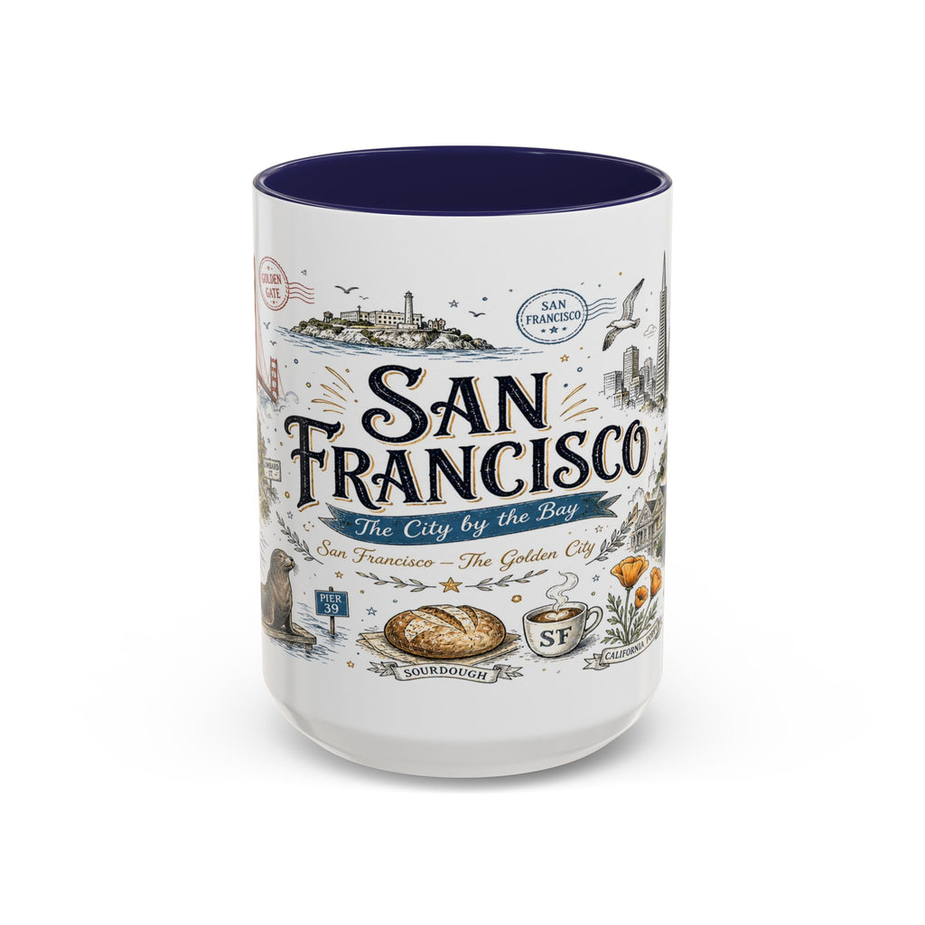 San Francisco Coffee Mug | California Souvenir Travel Gift | Accent Color Ceramic 11oz 15oz