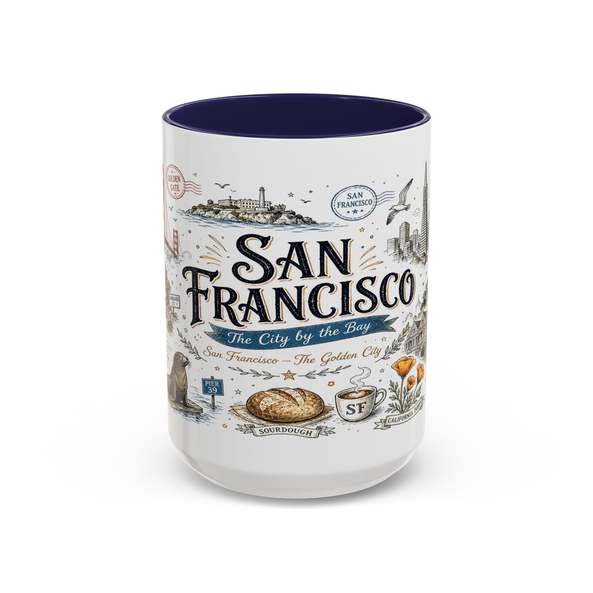 San Francisco Coffee Mug | California Souvenir Travel Gift | Accent Color Ceramic 11oz 15oz