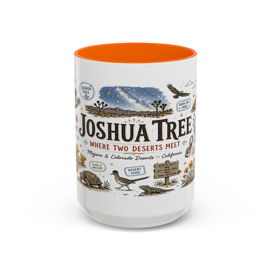 Joshua Tree Coffee Mug | National Park Desert Camping Gift | Accent Color Ceramic 11oz 15oz