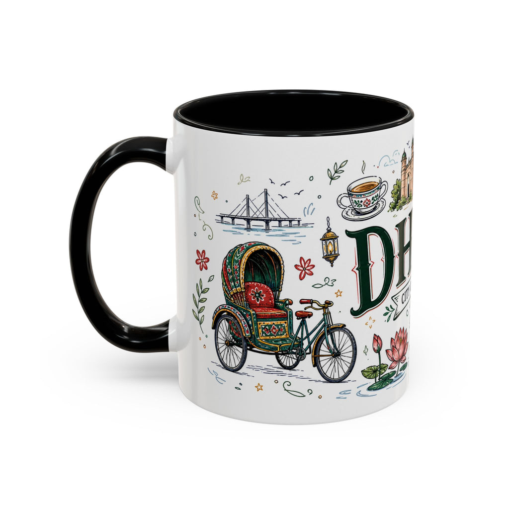 Dhaka Coffee Mug | Bangladesh Souvenir Travel Gift | Accent Color Ceramic 11oz 15oz