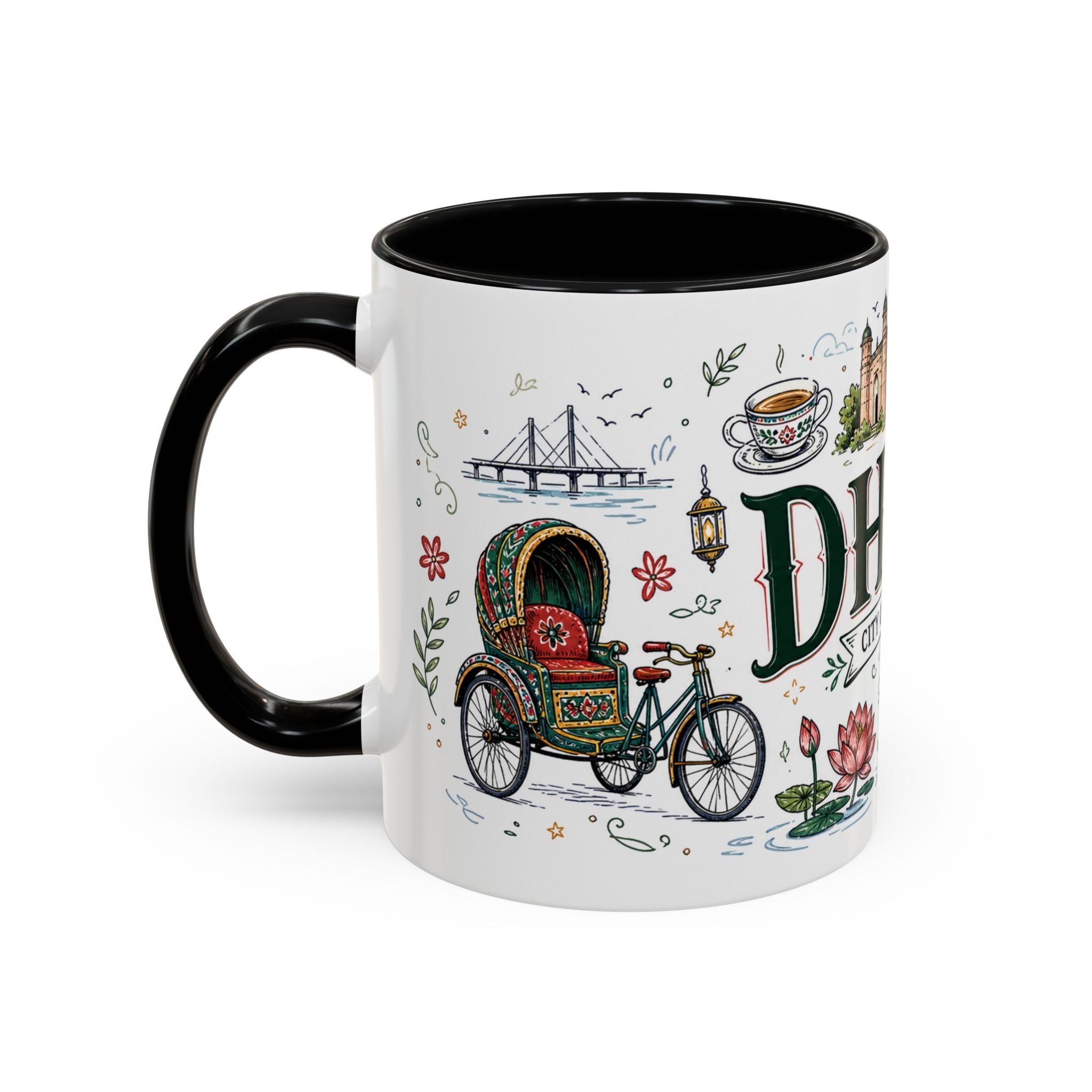 Dhaka Coffee Mug | Bangladesh Souvenir Travel Gift | Accent Color Ceramic 11oz 15oz
