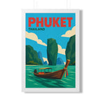 Phuket Thailand Framed Poster | Vintage Travel Wall Art | Black Walnut White Frame | 16x24 20x30