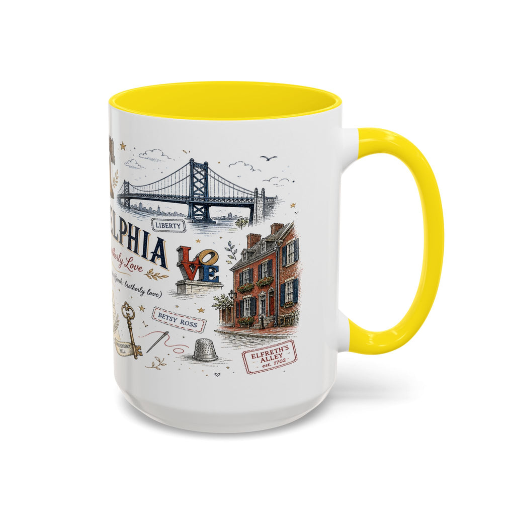 Philadelphia Coffee Mug | Pennsylvania Souvenir City Gift | Accent Color Ceramic 11oz 15oz