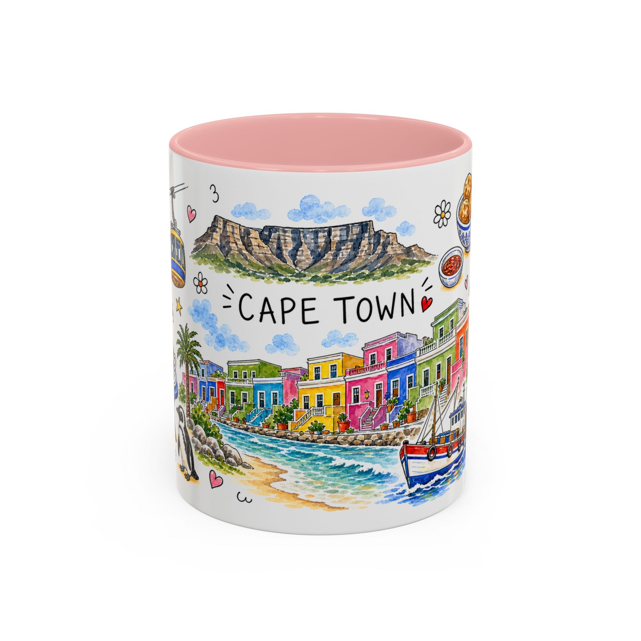 Cape Town Illustrated Travel Mug | City Souvenir Accent Coffee Mug | 11oz 15oz Ceramic Cup
