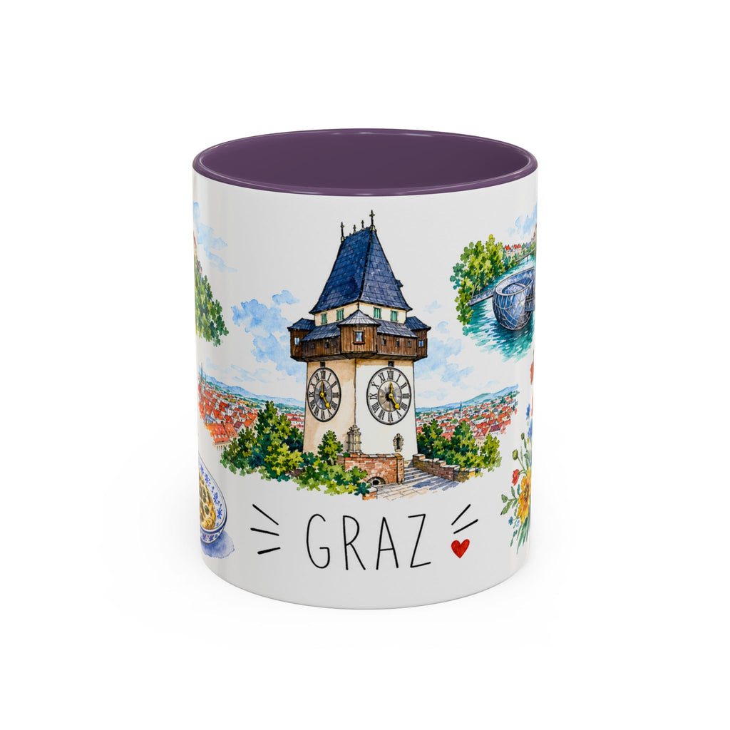 Graz Illustrated Travel Mug | City Souvenir Accent Coffee Mug | 11oz 15oz Ceramic Cup