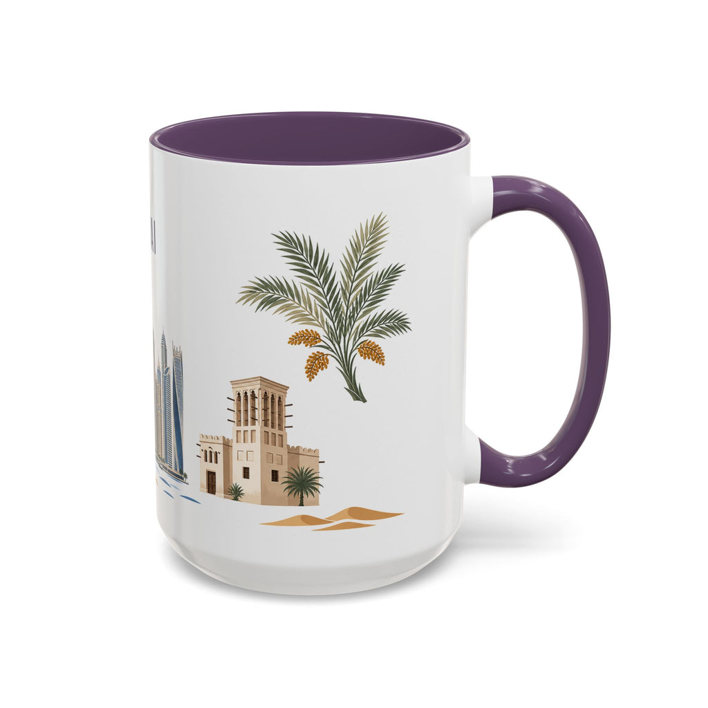 Dubai Coffee Mug | United Arab Emirates Travel Souvenir | Porcelain Decal City Gift | 11oz 15oz Accent Mug