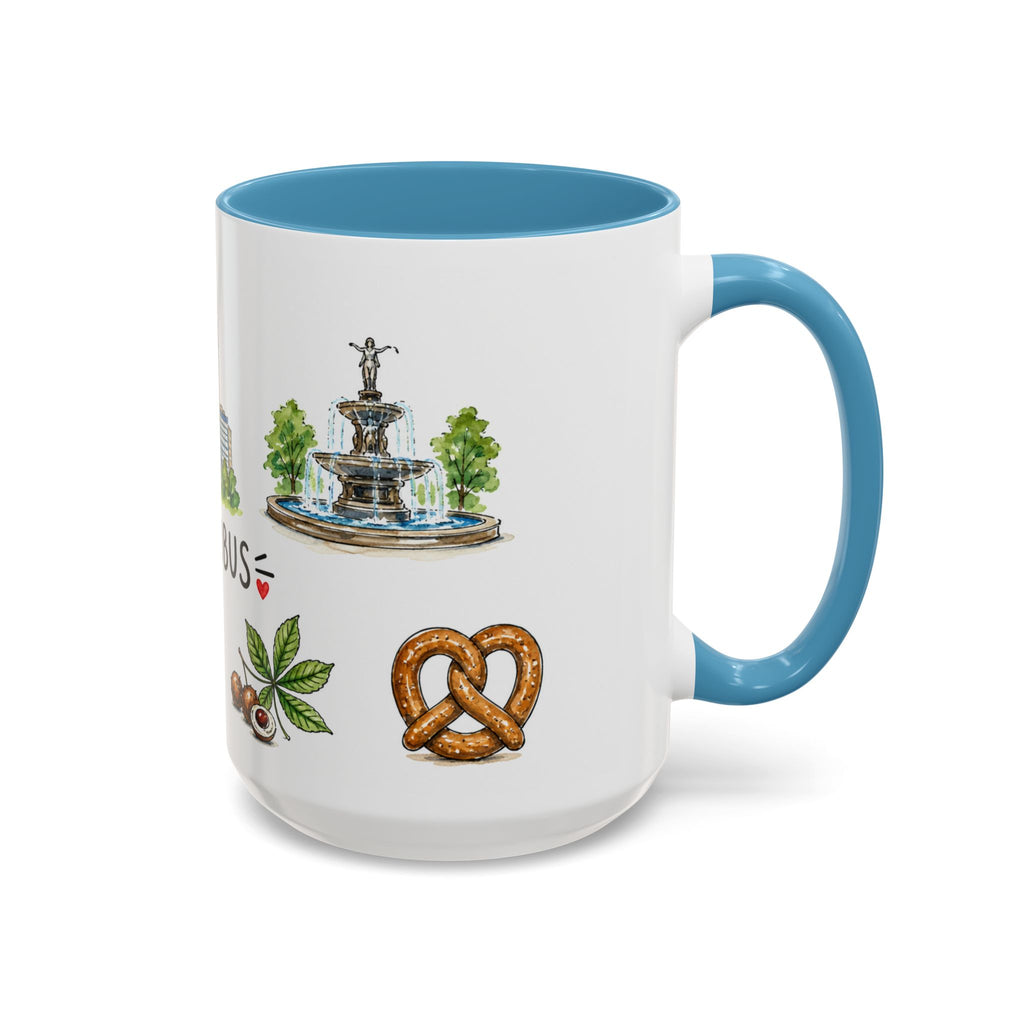 Columbus Illustrated Travel Mug | City Souvenir Accent Coffee Mug | 11oz 15oz Ceramic Cup
