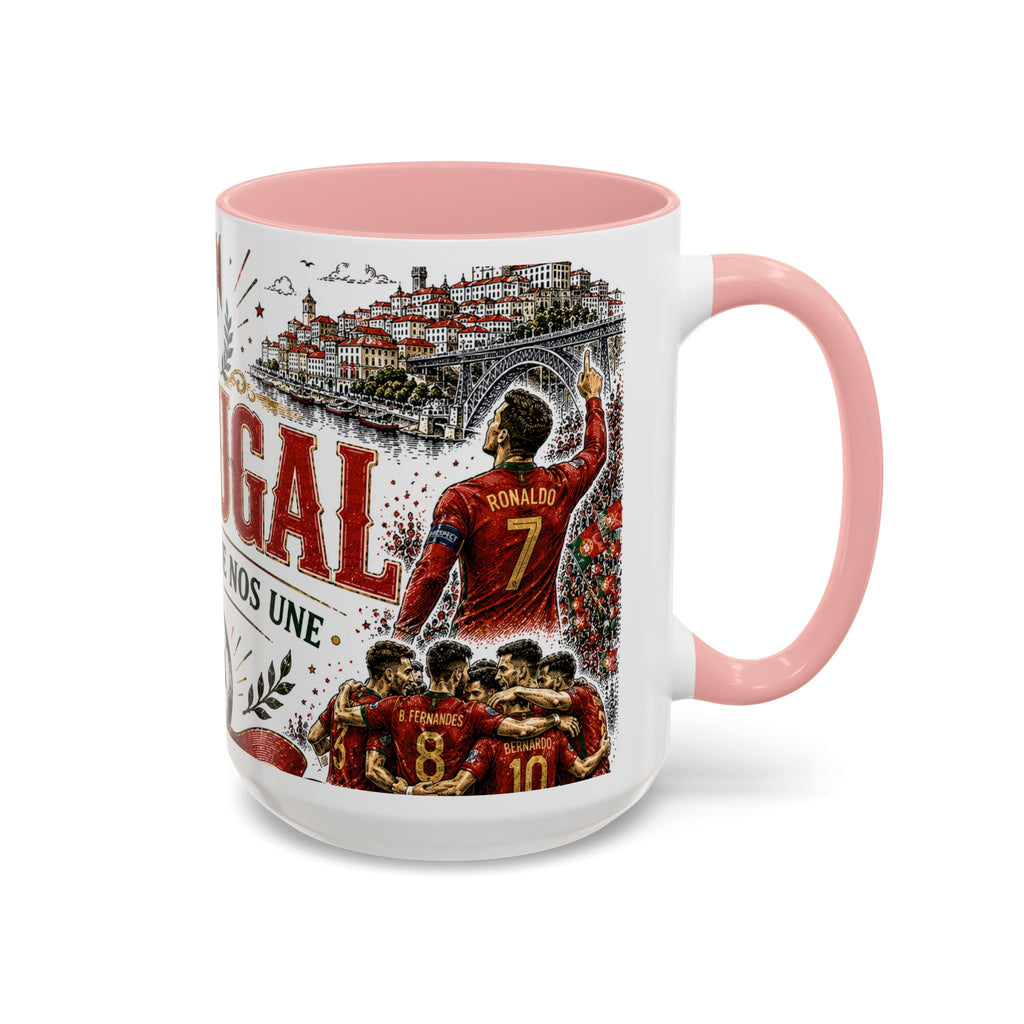 Portugal Soccer Coffee Mug | World Cup Fan Gift | Accent Color Ceramic 11oz 15oz Match Day Cup