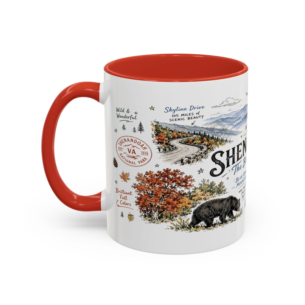 Shenandoah National Park Coffee Mug | Virginia Blue Ridge Hiking Autumn Gift | Accent Color Ceramic 11oz 15oz