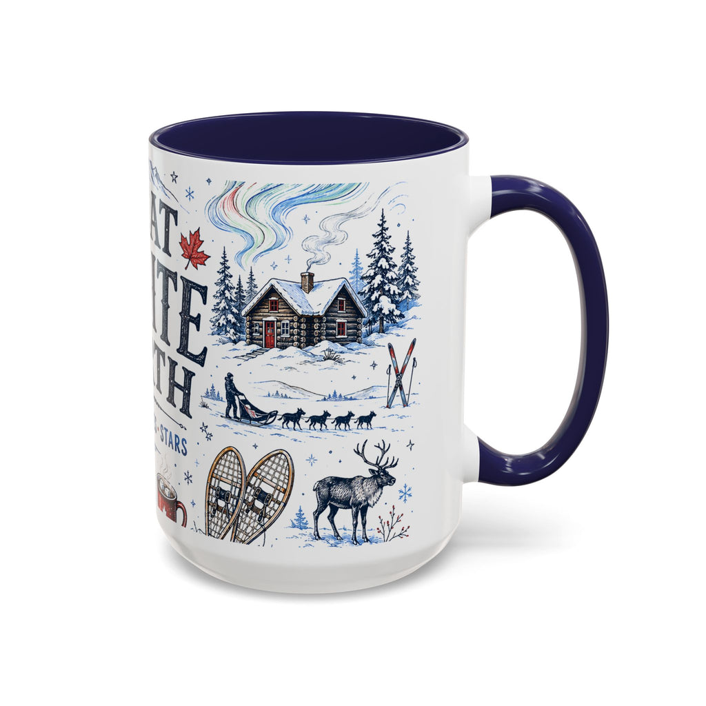 Great White North Coffee Mug | Canadian Pride Gift | Accent Color Ceramic 11oz 15oz