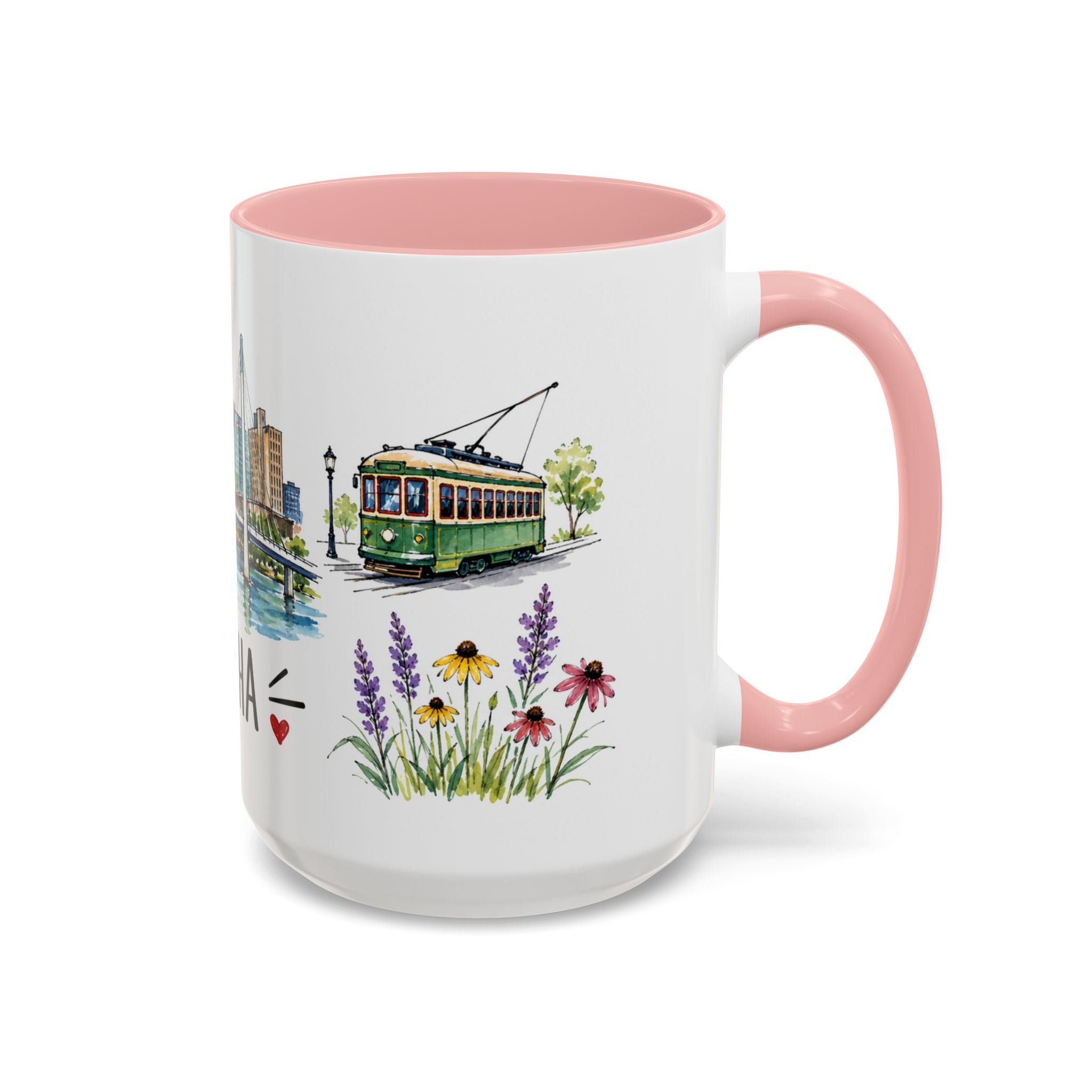 Omaha Illustrated Travel Mug | City Souvenir Accent Coffee Mug | 11oz 15oz Ceramic Cup