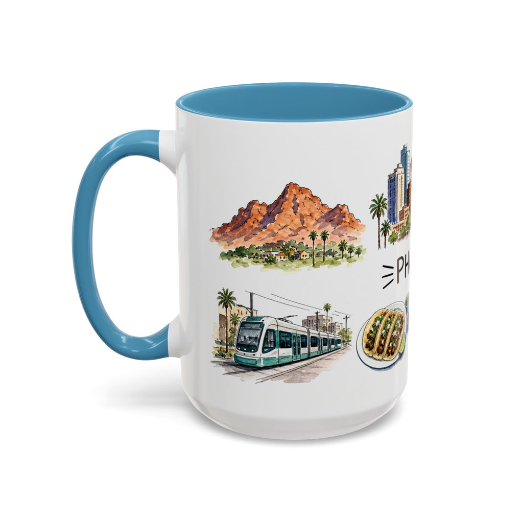 Phoenix Illustrated Travel Mug | City Souvenir Accent Coffee Mug | 11oz 15oz Ceramic Cup