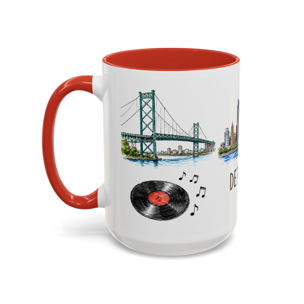 Detroit Illustrated Travel Mug | City Souvenir Accent Coffee Mug | 11oz 15oz Ceramic Cup