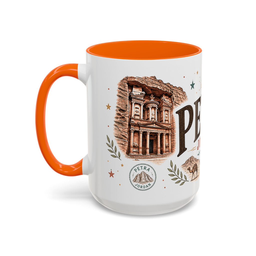 Petra Coffee Mug | Travel Destination Souvenir Gift | Accent Color Ceramic 11oz 15oz