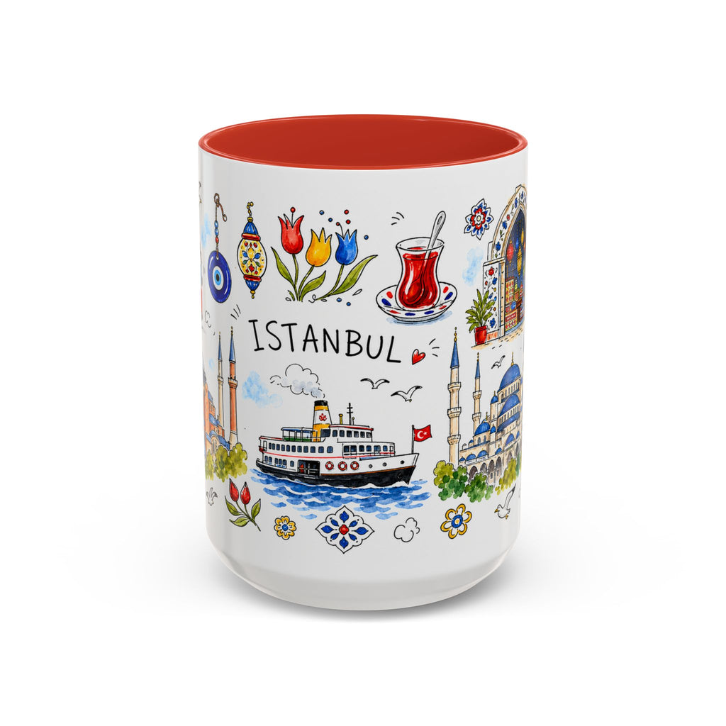 Istanbul Travel Mug | European City Souvenir Accent Coffee Mug | 11oz 15oz Ceramic Cup