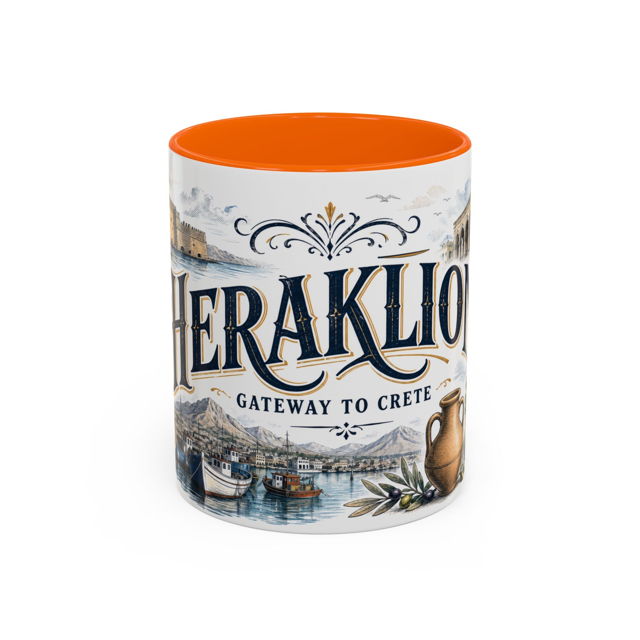 Heraklion Coffee Mug | Greece Travel Souvenir | Vintage Illustrated City Gift | 11 oz 15 oz Accent Mug
