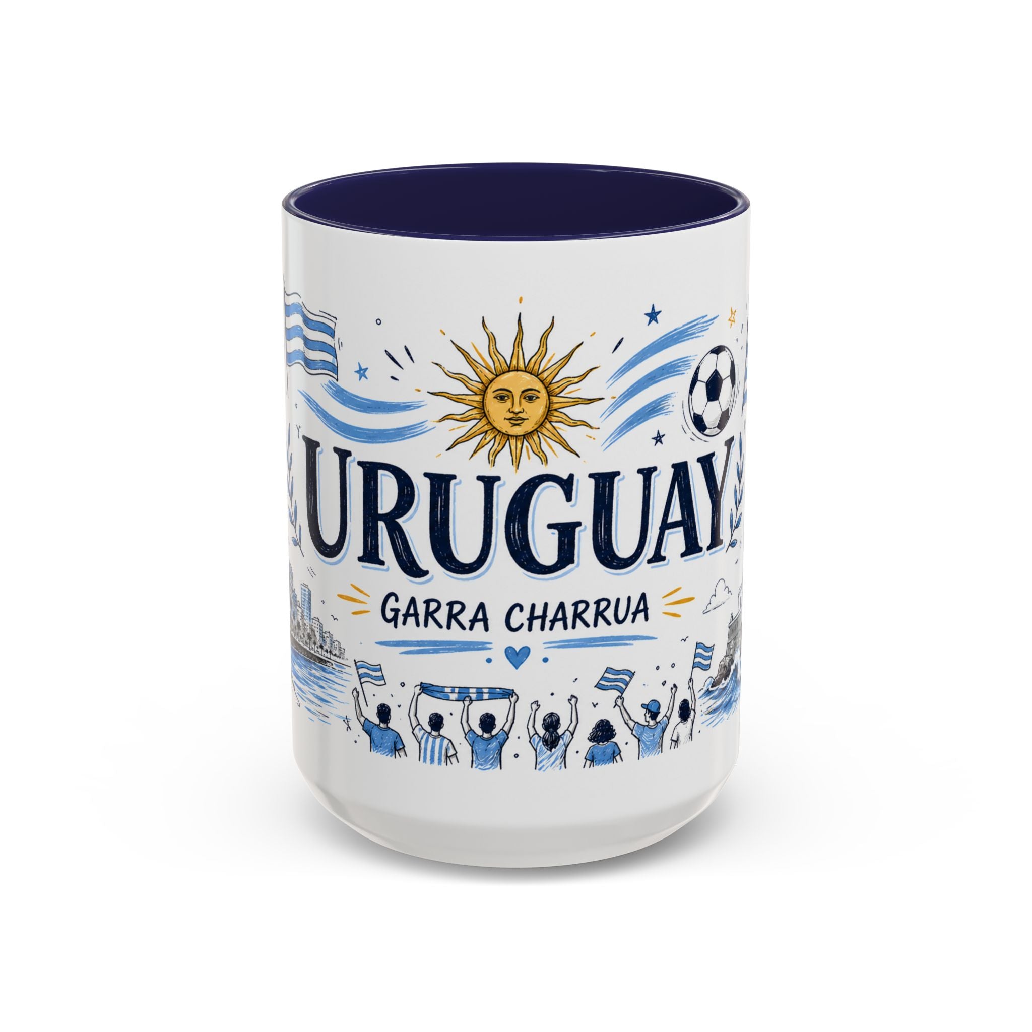Uruguay Soccer Coffee Mug | World Cup Fan Gift | Accent Color Ceramic 11oz 15oz Match Day Cup
