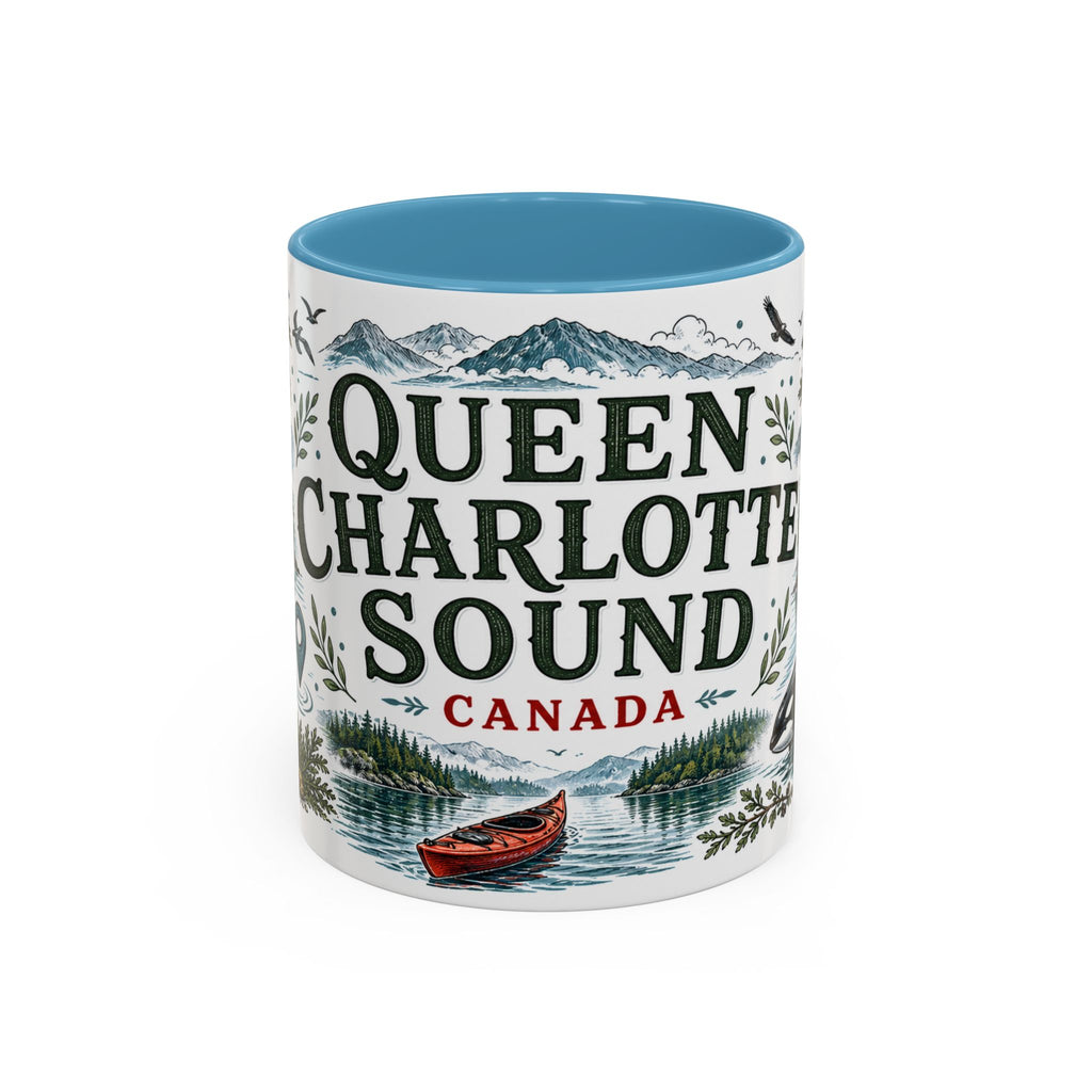 Queen Charlotte Sound Coffee Mug | Travel Destination Souvenir Gift | Accent Color Ceramic 11oz 15oz