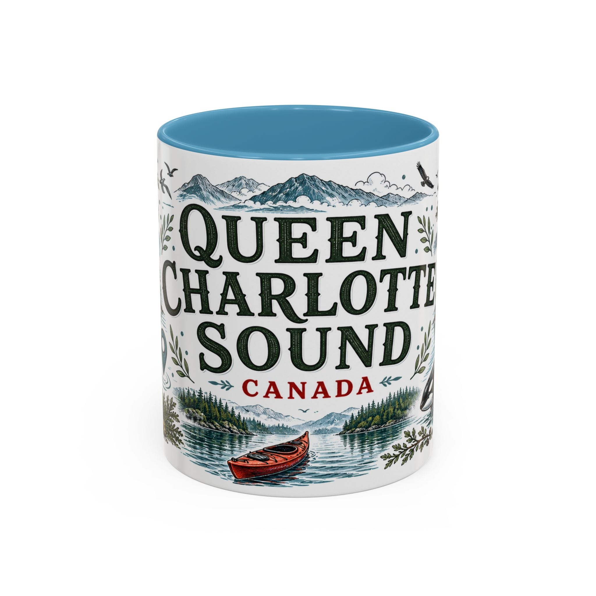 Queen Charlotte Sound Coffee Mug | Travel Destination Souvenir Gift | Accent Color Ceramic 11oz 15oz