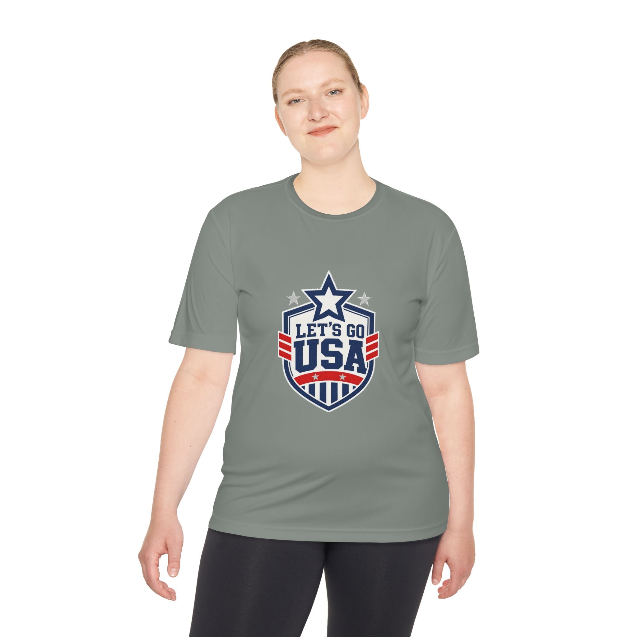 United States Soccer T Shirt, Let's Go USA Fan Tee, Moisture Wicking Sport Shirt