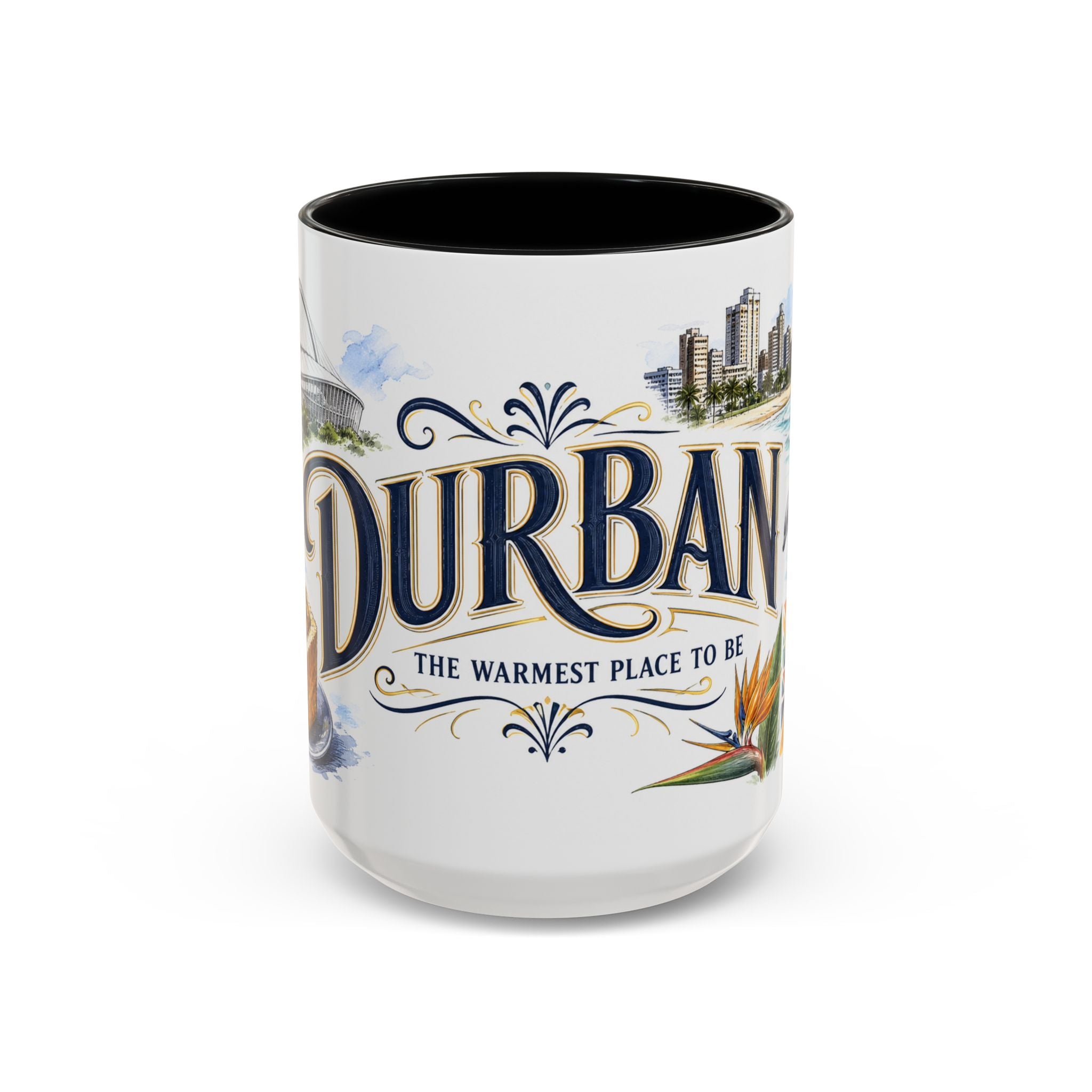 Durban Coffee Mug | South Africa Travel Souvenir | Vintage Illustrated City Gift | 11 oz 15 oz Accent Mug