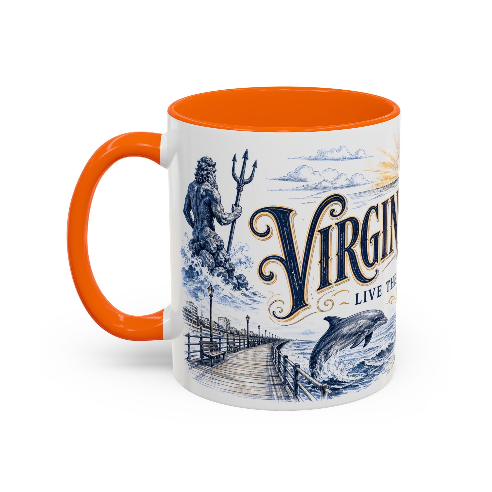 Virginia Beach Coffee Mug | United States Travel Souvenir | Vintage Illustrated City Gift | 11 oz 15 oz Accent Mug