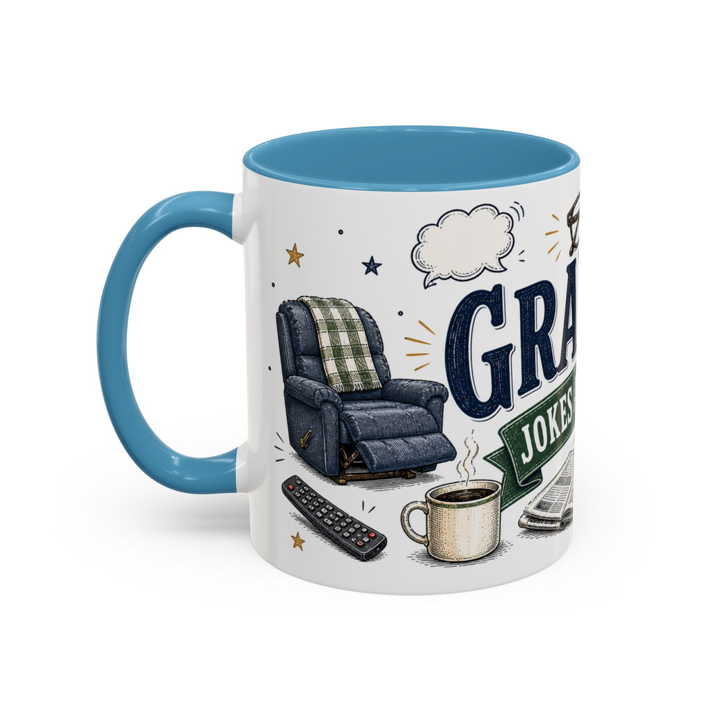 Grandpa's Jokes Are Legendary Coffee Mug | Funny Gift From Grandkids | Accent Ceramic 11oz 15oz