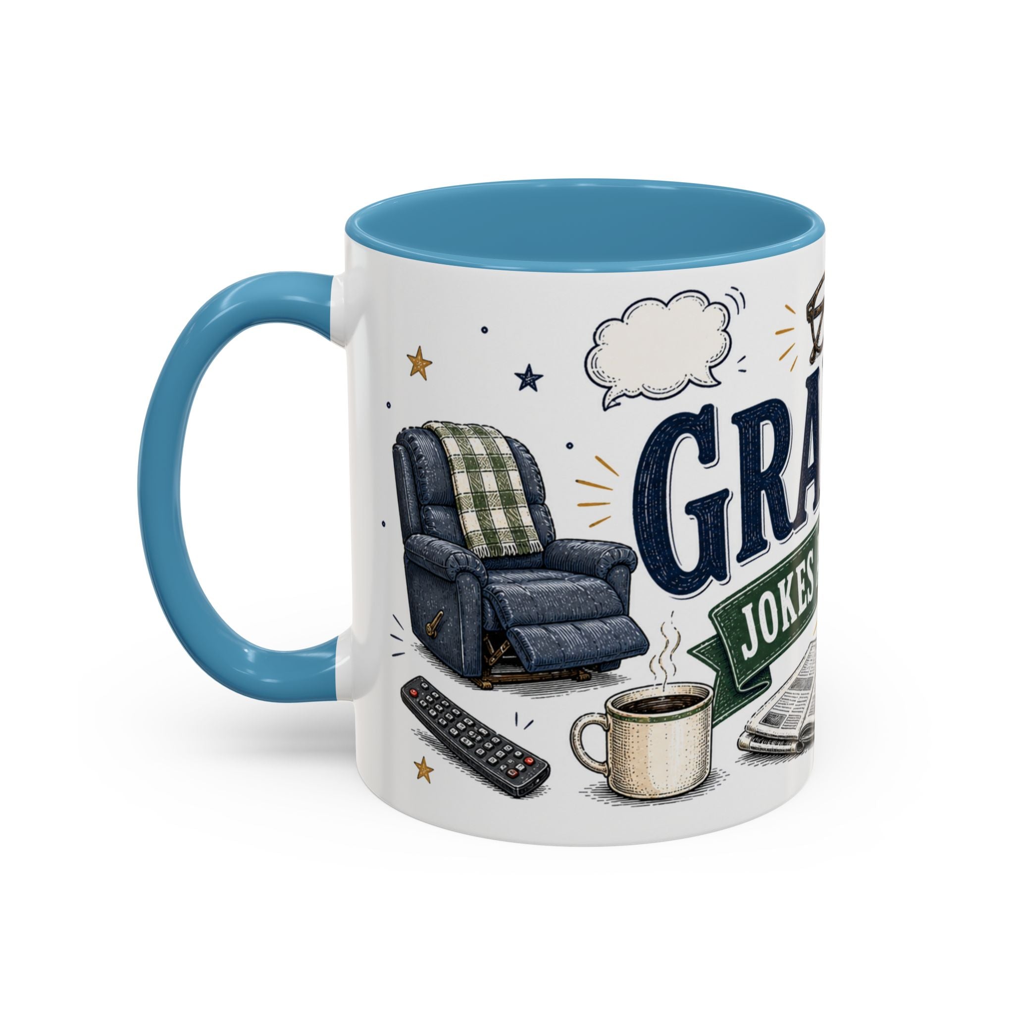 Grandpa's Jokes Are Legendary Coffee Mug | Funny Gift From Grandkids | Accent Ceramic 11oz 15oz