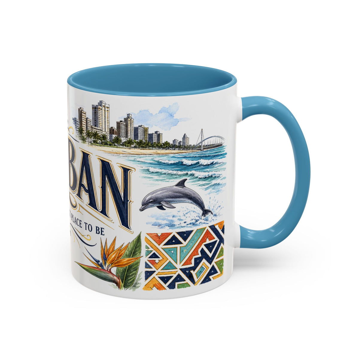 Durban Coffee Mug | South Africa Travel Souvenir | Vintage Illustrated City Gift | 11 oz 15 oz Accent Mug