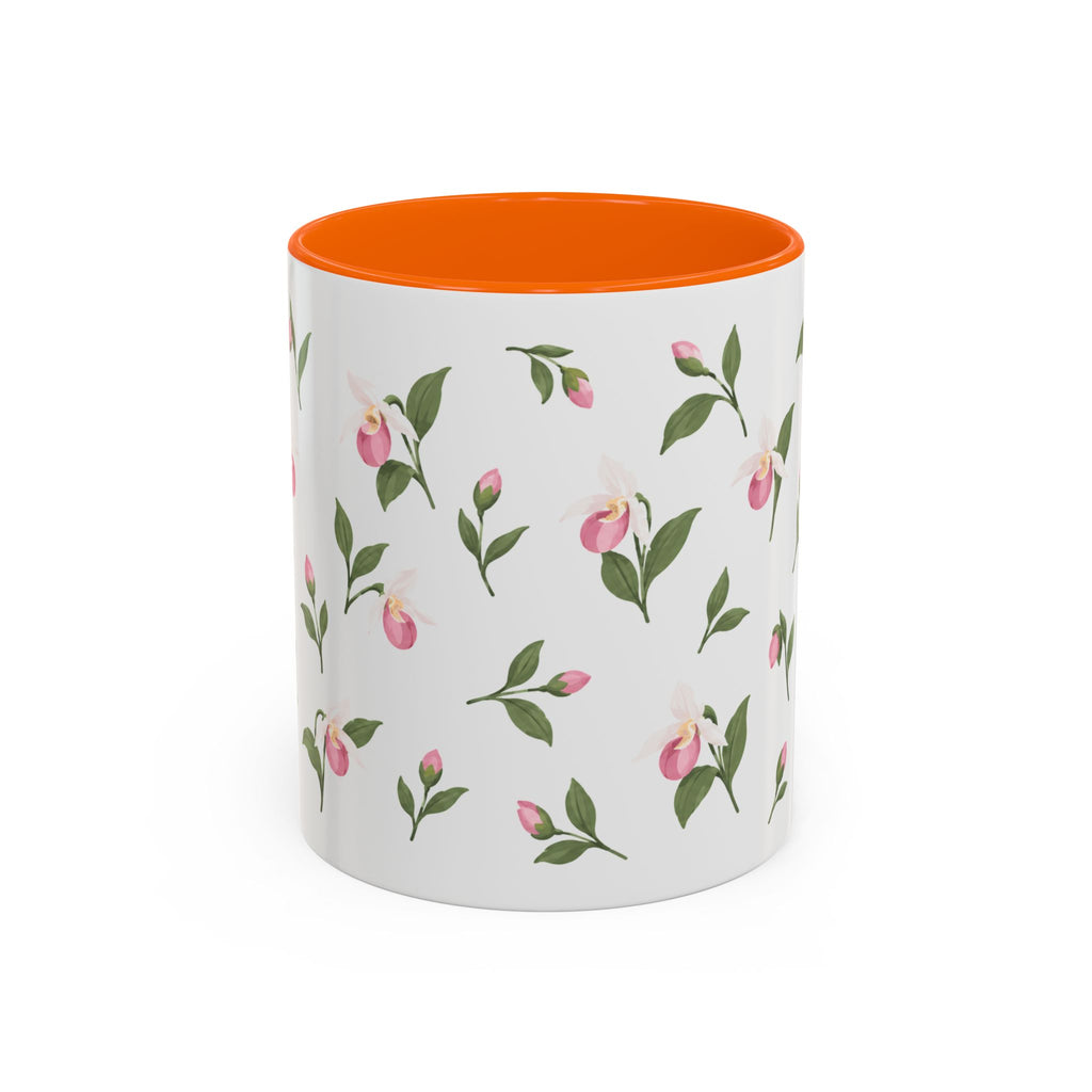 Minnesota Pink and White Lady Slipper Mug, State Flower Floral Coffee Cup, 11oz Botanical Gift