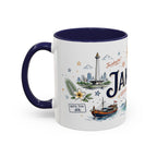 Jakarta Coffee Mug | Indonesia Souvenir Travel Gift | Accent Color Ceramic 11oz 15oz