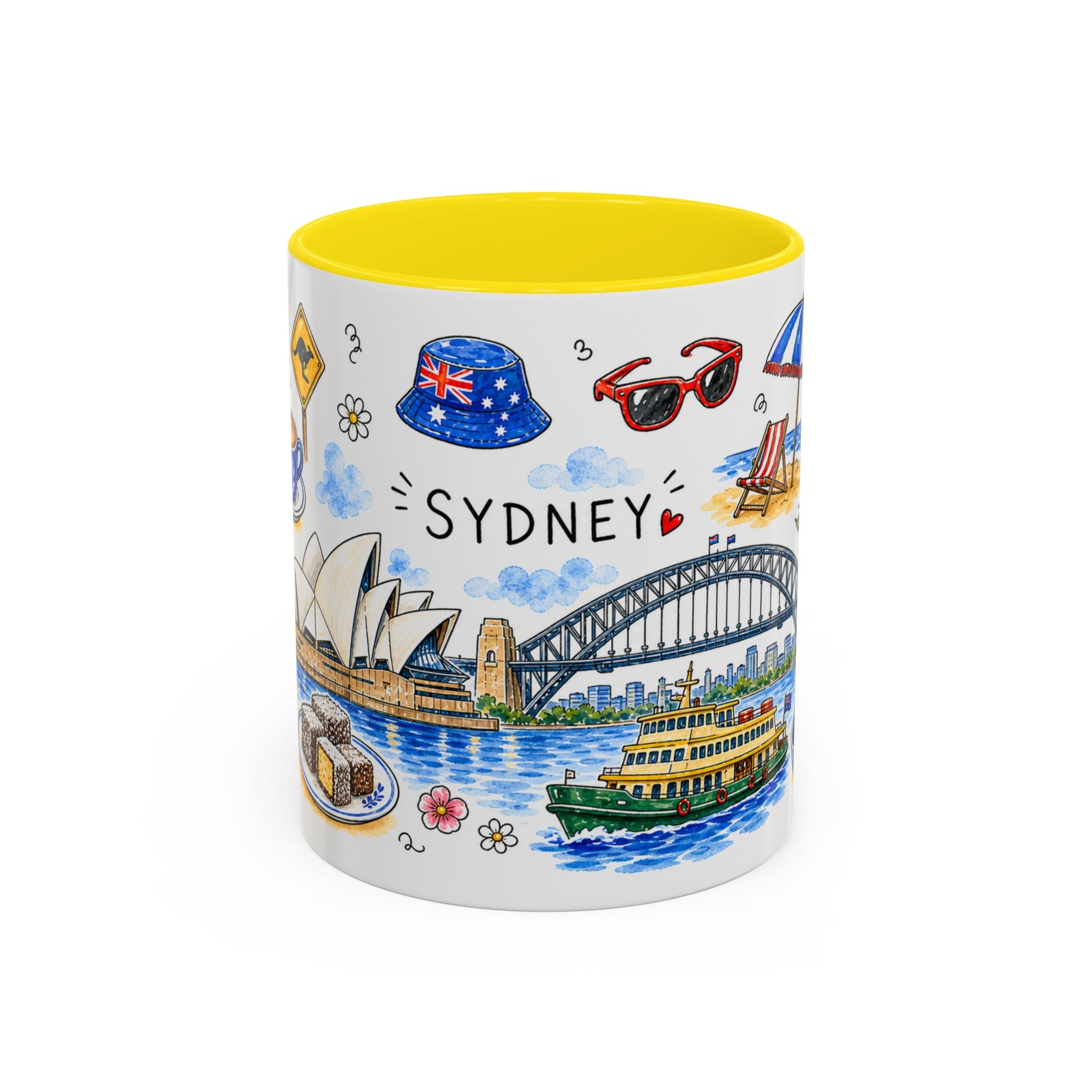 Sydney Illustrated Travel Mug | City Souvenir Accent Coffee Mug | 11oz 15oz Ceramic Cup