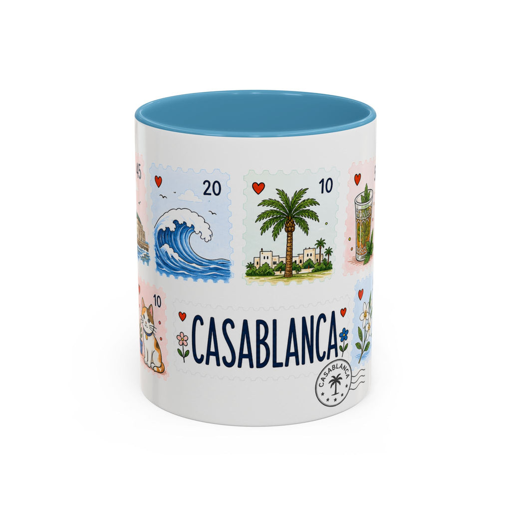 Casablanca Coffee Mug | Postage Stamp Collage Mug | Travel Souvenir Accent Cup 11oz 15oz