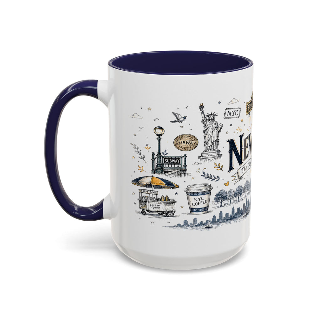 New York City Coffee Mug | New York Souvenir Travel Gift | Accent Color Ceramic 11oz 15oz