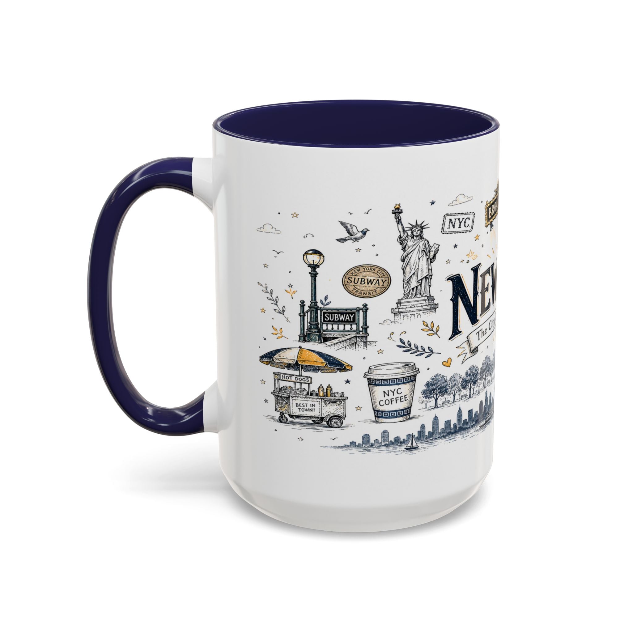New York City Coffee Mug | New York Souvenir Travel Gift | Accent Color Ceramic 11oz 15oz