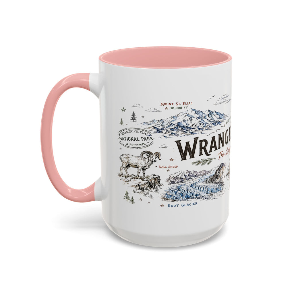 Wrangell-St. Elias National Park Coffee Mug | Alaska Wilderness Climbing Gift | Accent Color Ceramic 11oz 15oz