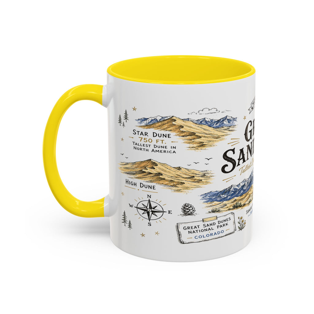 Great Sand Dunes National Park Coffee Mug | Colorado Desert Mountain Dunes Gift | Accent Color Ceramic 11oz 15oz