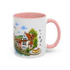 Cesky Krumlov Illustrated Travel Mug | Czechia Souvenir Accent Coffee Mug | 11oz 15oz Ceramic Cup