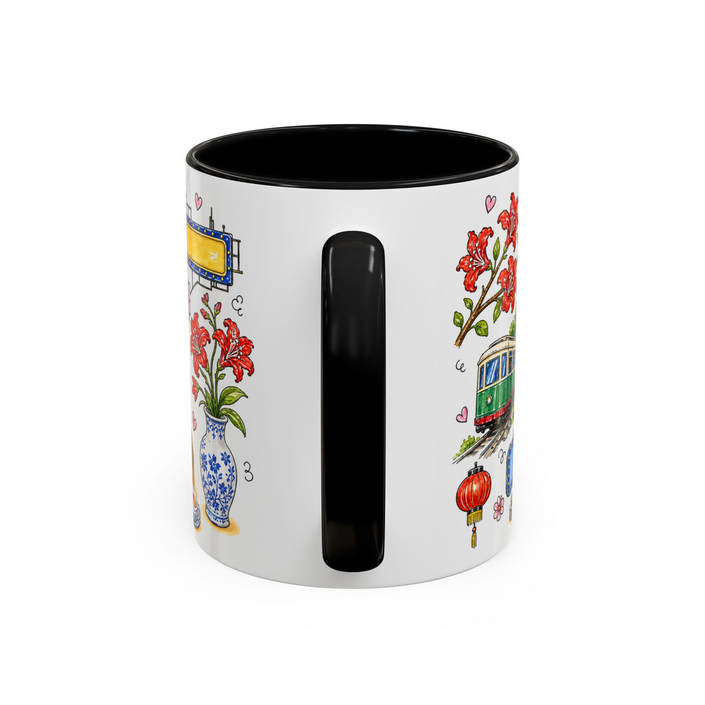 Hong Kong Illustrated Travel Mug | City Souvenir Accent Coffee Mug | 11oz 15oz Ceramic Cup