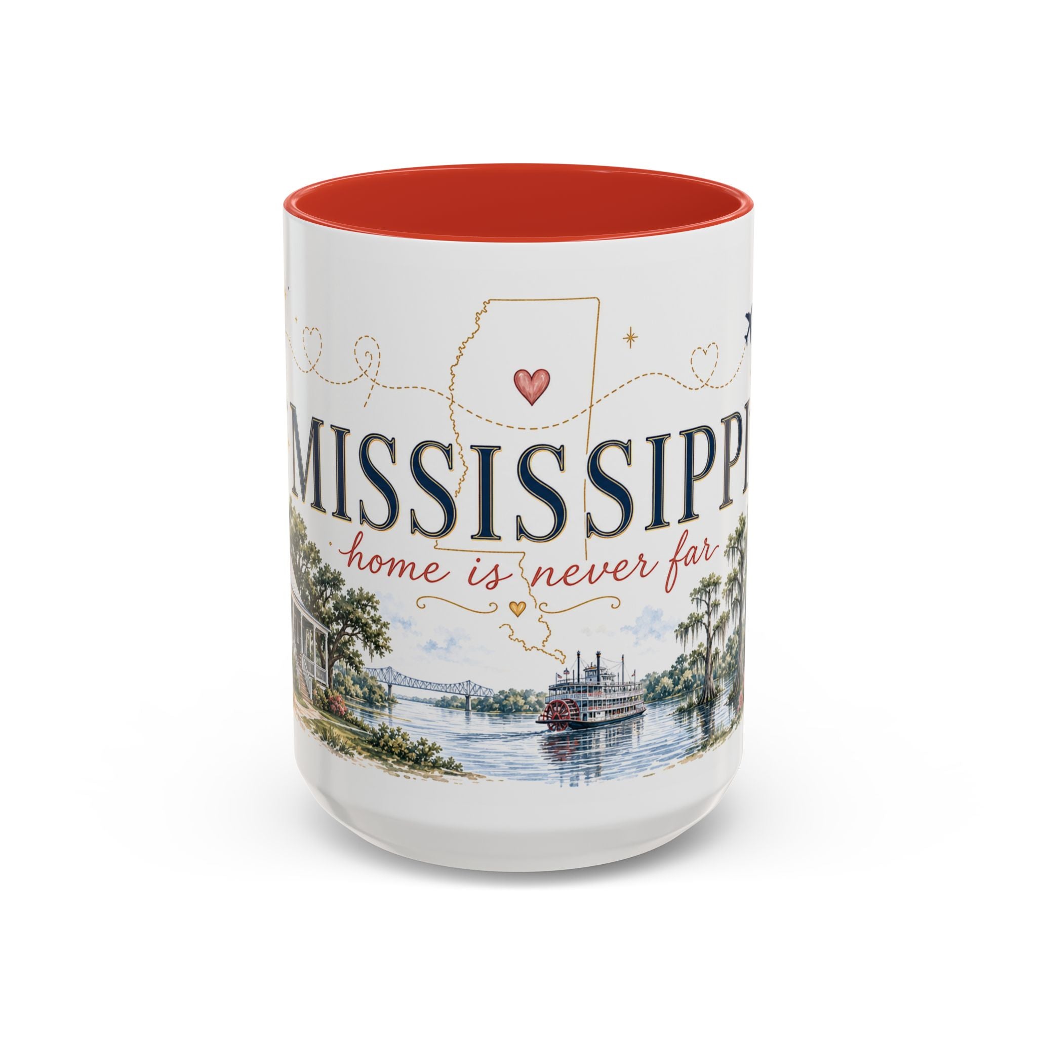 Mississippi State Map Mug | Moving Away, Homesick Gift | Botanical Accent Coffee Cup
