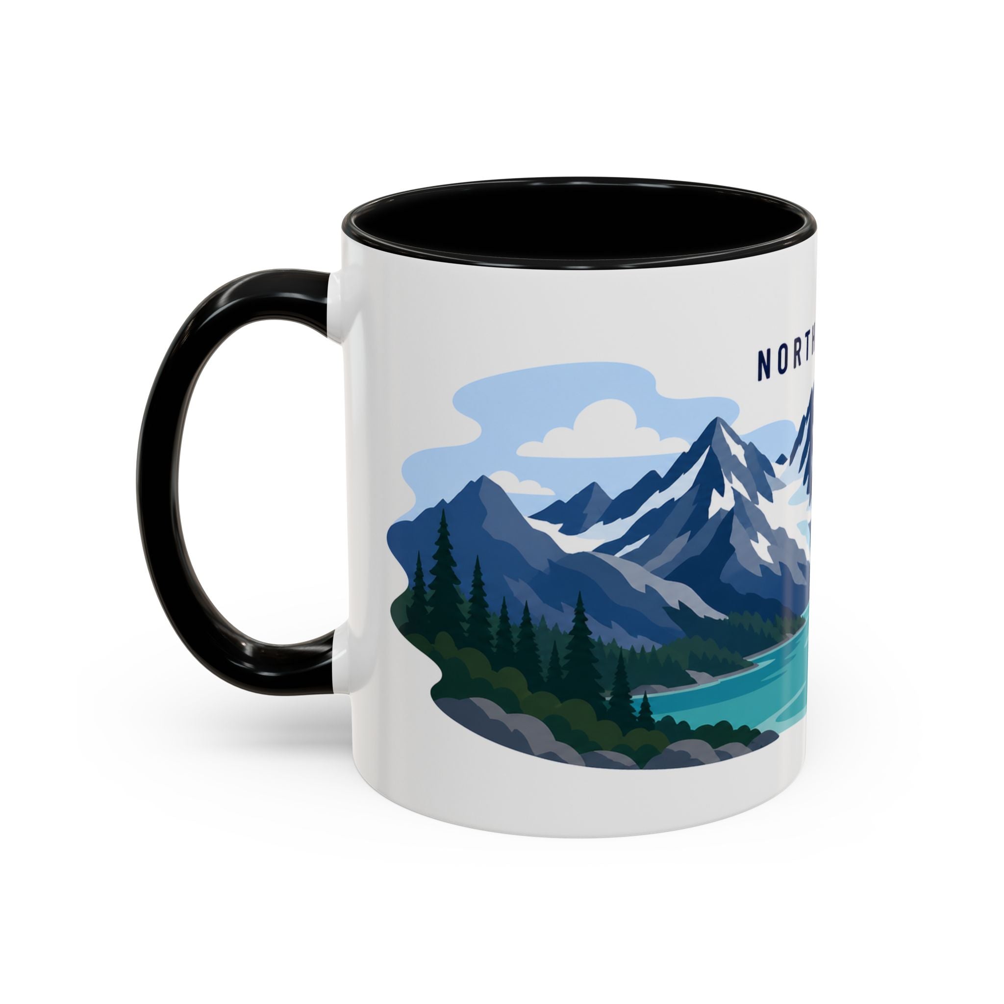 North Cascades National Park Coffee Mug | Solid Color Block Park Souvenir | 11oz 15oz Accent Mug