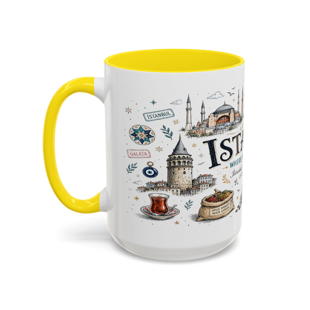 Istanbul Coffee Mug | Turkey Souvenir Travel Gift | Accent Color Ceramic 11oz 15oz
